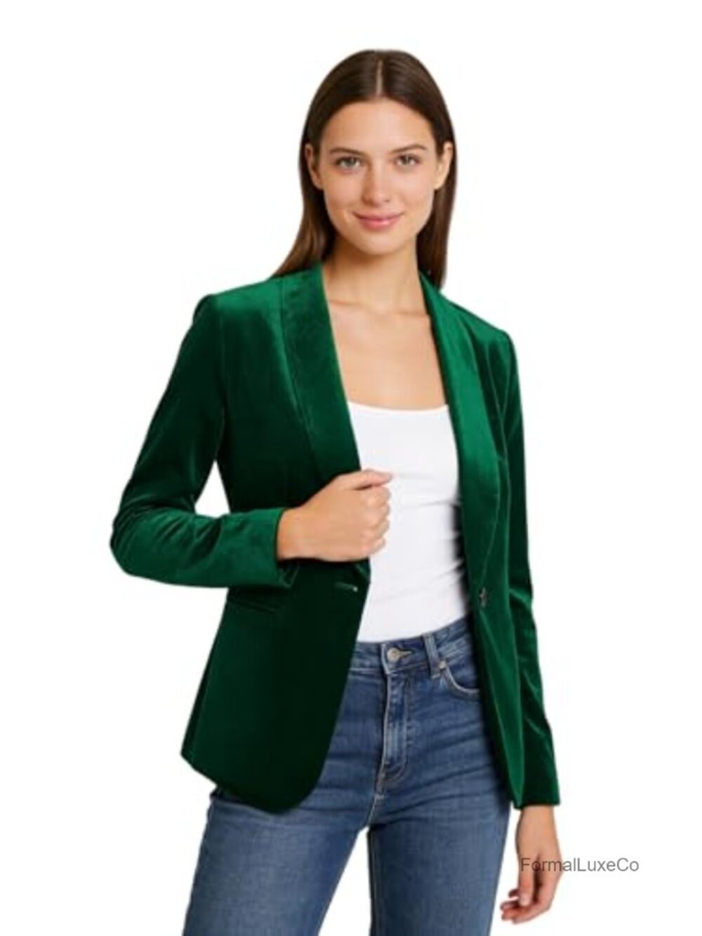 Velvet Blazer Shawl Collar Slim Fit Office Coat Tuxedo Blazer